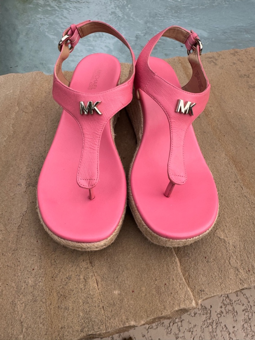 Michael Michael Kors Pink Wedge Espadrille Sandals – Size 6M - Picture 4 of 11